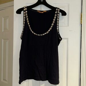 Tory Burch sequin rhinestone stone embellishment tank top